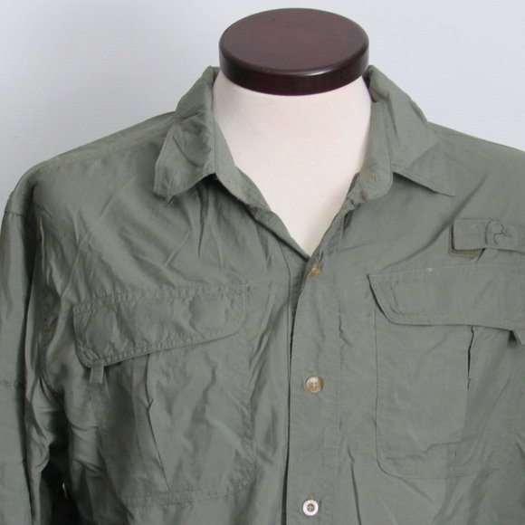 Ducks Unlimited Men's Shirt XXL Olive Green Vented Fishing Hunting Long Sleeve - Picture 2 of 16